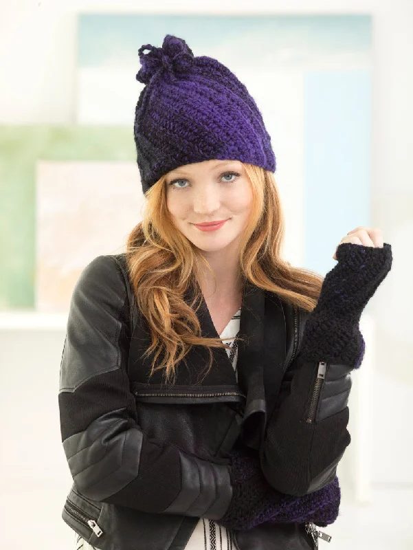 beanies for street style-  Concord Hat And Wrist Warmers (Crochet)