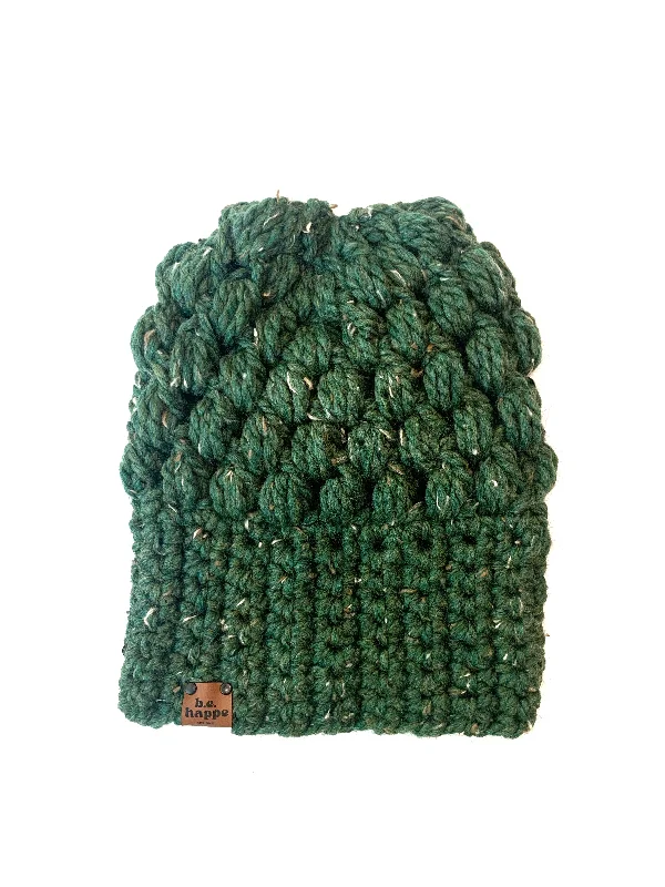 beanies for fashion-conscious individuals-  Crochet Puff Stitch Slouch Hat | Kale Green