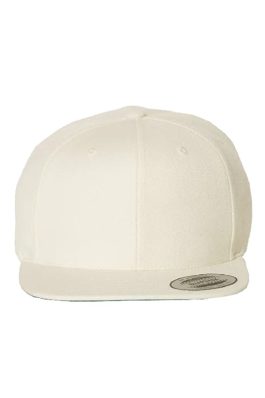 Men's hats for everyday snow wear-mens hats warm yet breathable-Yupoong Mens Premium Flat Bill Snapback Hat - Natural