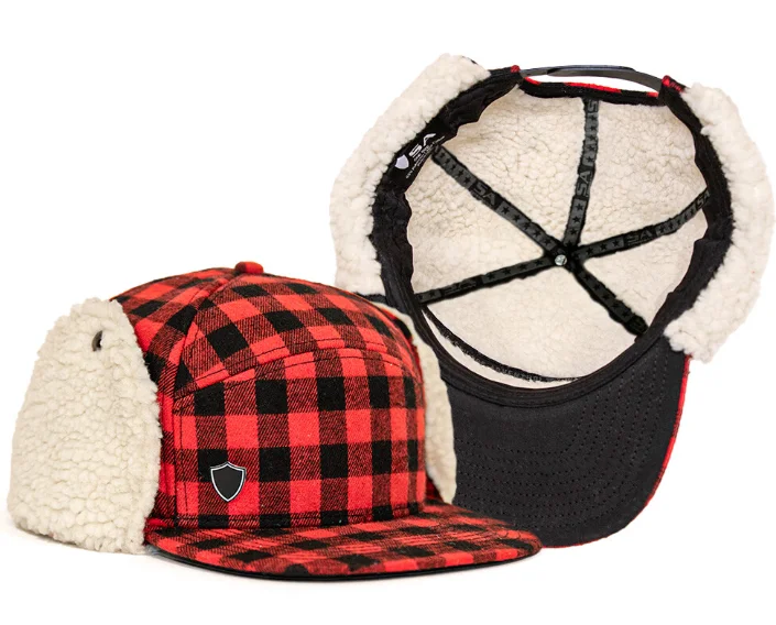 beanies with flat seams-  Billed Trapper Hat | Lumberjack Red PreOrder