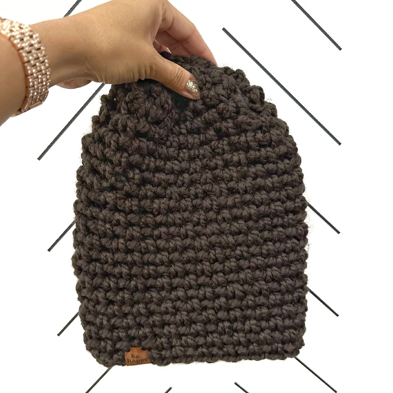 chunky knit beanies-  Crochet Simple Slouch Hat | Walnut