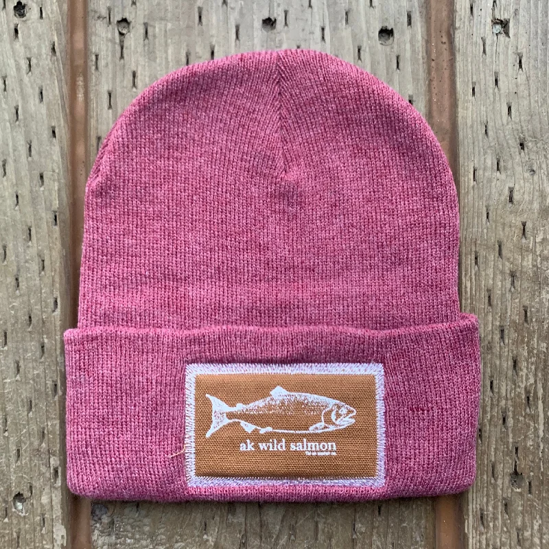 beanies for women-  Beach Rose AK Wild Salmon Patch Beanie $38.00