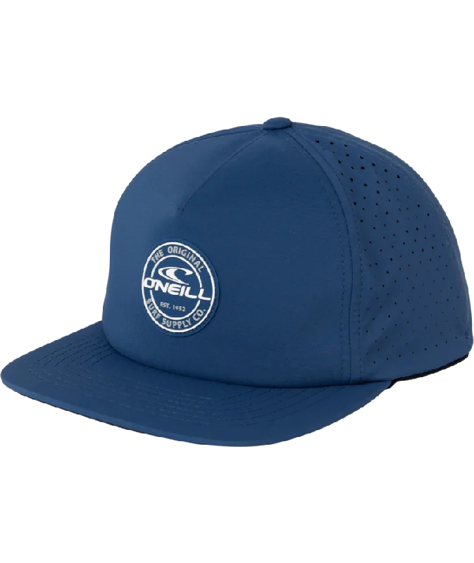 beanies for snowy mountain hikes-  O'Neill Trvlr Navigate Hybrid Snapback Hat-Indigo