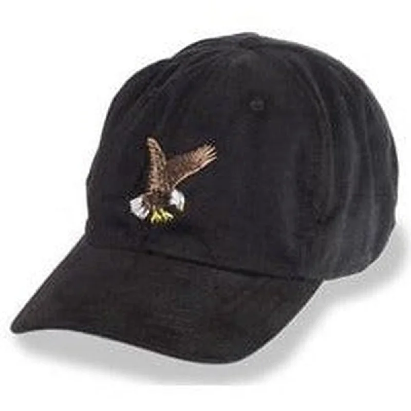 Baseball caps for sporty activities-Black with Eagle Logo - Unstructured Baseball Cap