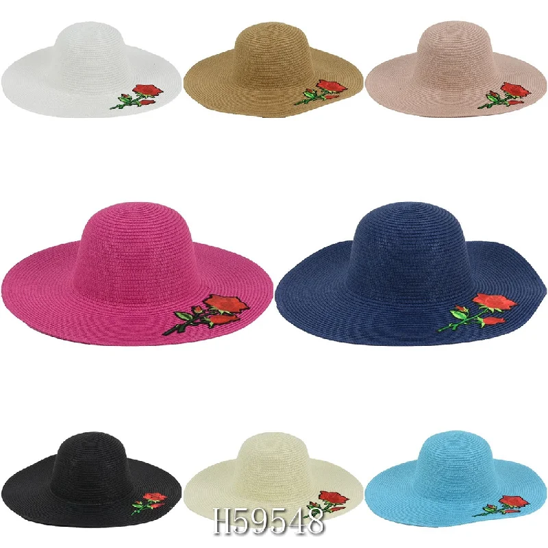 beanies for chilly weather-  Wholesale Summer Sun Straw Hat Floppy Beach Cap H59548