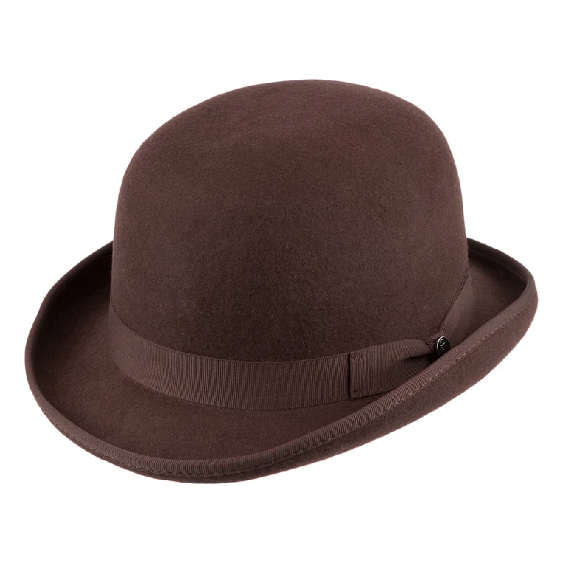 women's elegant hats for sophisticated outfits-Wool Felt English Bowler Hat - Brown