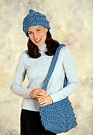 beanies for jogging-  Cabled Hat and Bag (Knit)