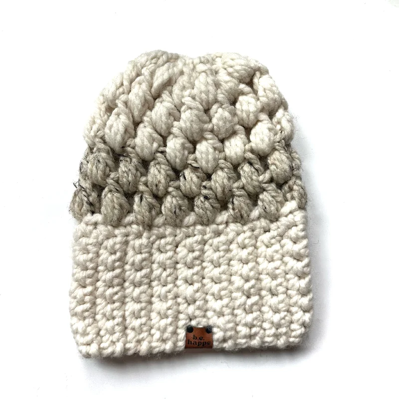 beanies with thick knit-  Crochet Puff Stitch Slouch Hat | Off White + Oatmeal