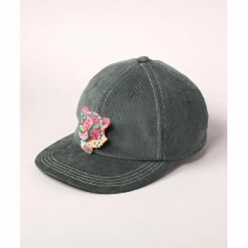 Baseball caps for fun-filled weekends-Woven Baseball Hat With Cheetah Patch In Green