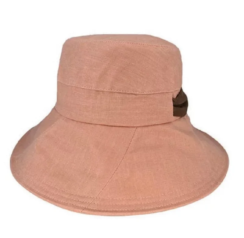 Bucket hats for casual strolls in the city-Kallista Hemp Bucket with tie wide Brim - Blush