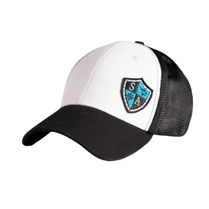 beanies for mountain hiking-  FlexFit Hat | Wht/Blk | SA Blue Shield