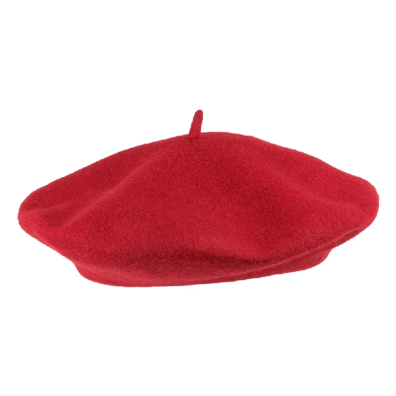 women's straw beach hats for ultimate sun protection-Wool Beret - Red - 200 Wholesale Pack