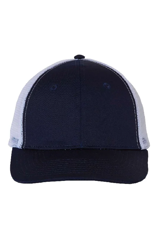 Men's hats for cozy trips-mens hats for long-lasting wear-Valucap Mens Mesh Back Twill Snapback Trucker Hat - Navy Blue/White