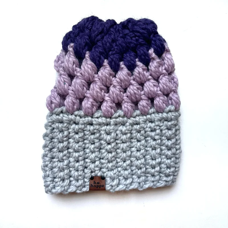 beanies with extra warmth and style-  Puff Stitch Slouch Hat | Grey + Purple