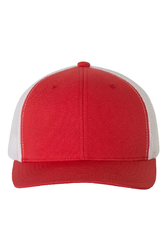 Men's hats for streetwear style-mens hats stylish outdoor fashion-Yupoong Mens Adjustable Trucker Hat - Red/White