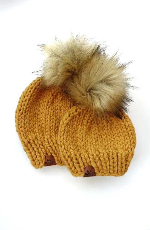 beanies with extra warmth-  Mommy + Me Solid Knit | Mustard