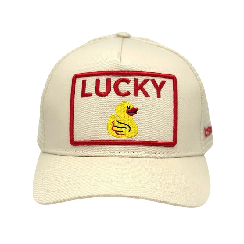 beanies for travel-  Lucky Duck Trucker - Cream