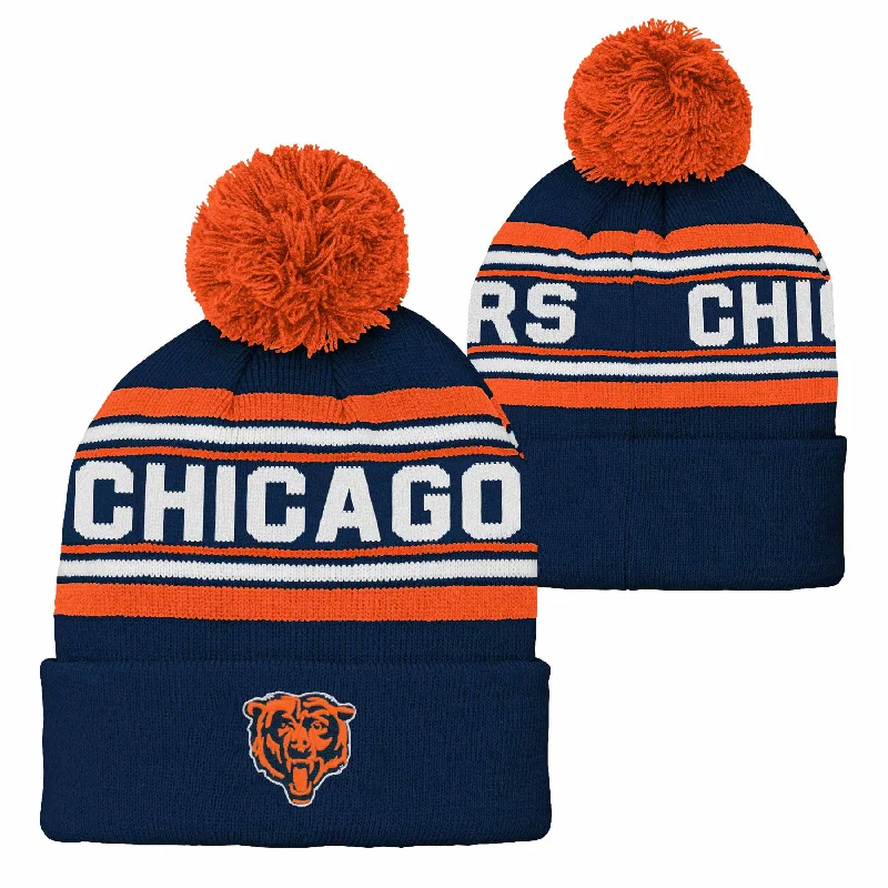 beanies for daily winter style-  Chicago Bears Youth Buffed Pom Knit Hat