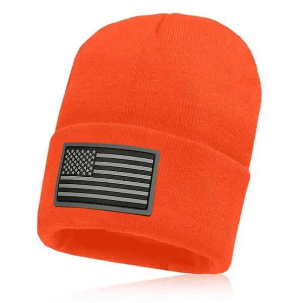 beanies with playful designs-  Classic Beanie | Orange Blackout American Flag PreOrder