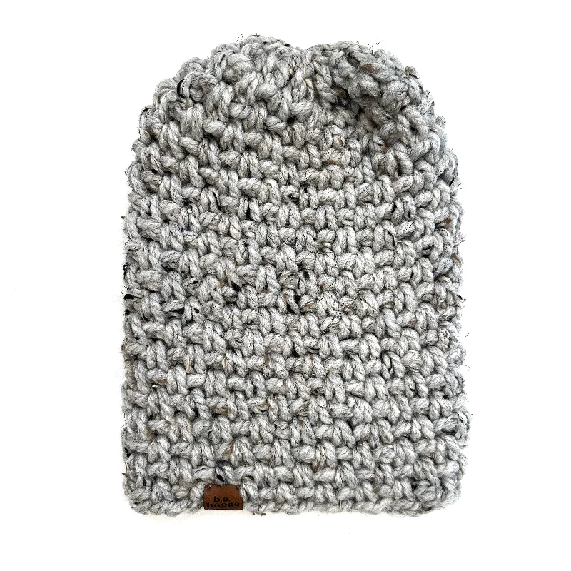 beanies with playful pompom-  Wholesale Simple Slouch Hat | Grey Marble