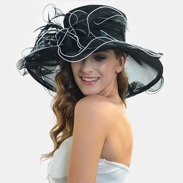 wool hats for trendy protection in freezing weather-womens hats for trendy winter fashion-Women Kentucky Derby Church Organza Hat S056