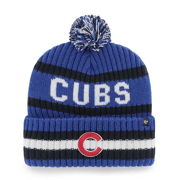 beanies with unique styles-  Chicago Cubs Royal Bering Cuffed Knit Hat w/ Pom