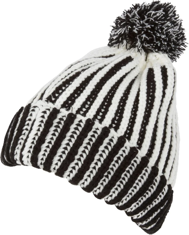 beanies for fashionable men-  Sakkas Rhea Unisex Heathered Multi Colored Stripe Pom Pom Beanie Hat