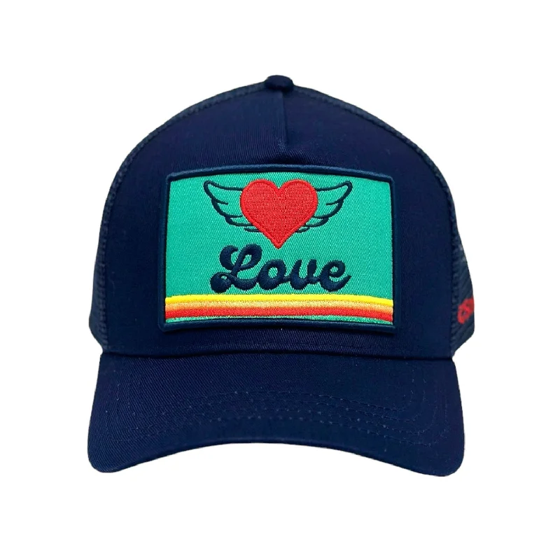 slouchy beanies for winter-  Love Wings Trucker - Navy