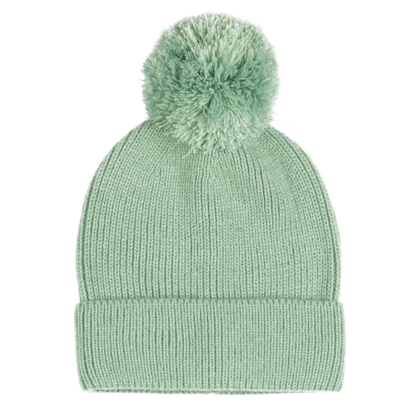 beanies with minimalistic designs-  Women's Beanie w/Yarn Pom