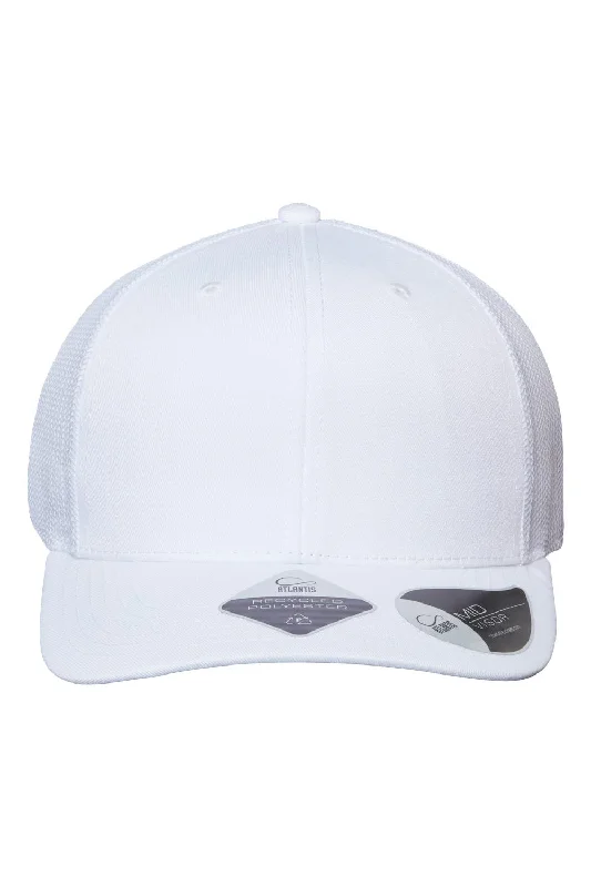 Men's hats for fashionable snow trips-mens hats fashionable essentials-Atlantis Headwear Mens Sustainable Snapback Trucker Hat - White/White