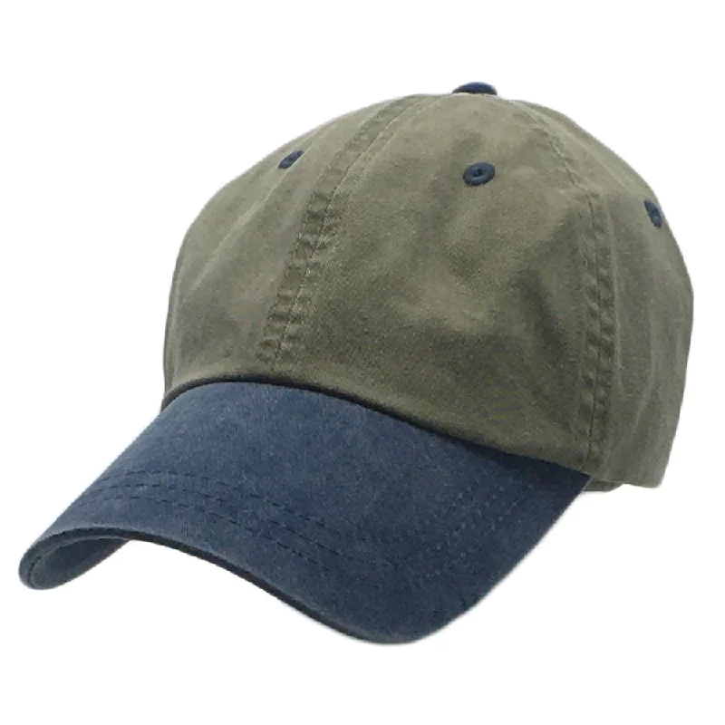 Baseball caps for sunny days out-Stone with Blue Weathered - Unstructured Baseball Cap