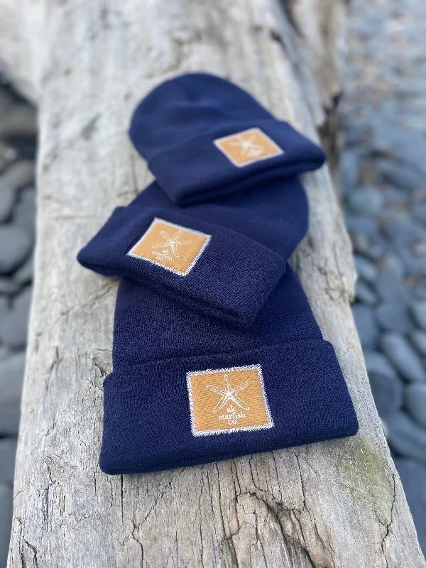 beanies for stylish outdoor wear-  Midnight AK Starfish Co. Patch Beanie $38.00