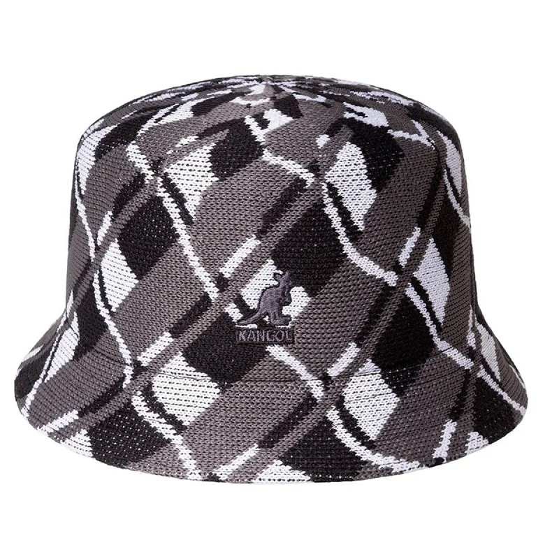 Bucket hats with colorful fabrics for a lively summer look-Kangol Wavy Pane Bin Bucket Hat