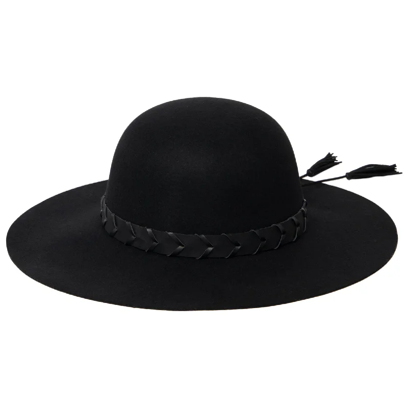 women's wide-brim hats for protecting from UV rays-Wool Felt Round Crown Semi-Floppy Hat by FRYE