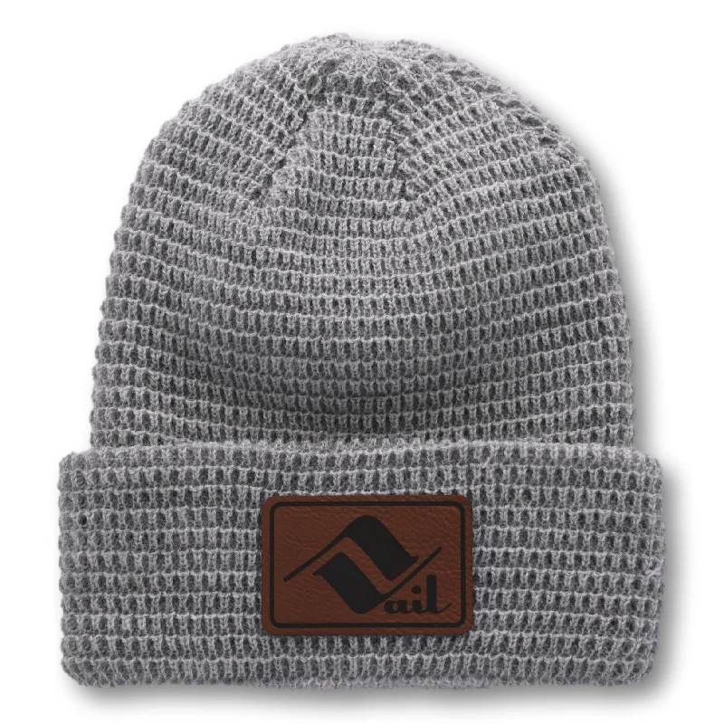 beanies for cold, brisk mornings-  The Ouzo - Vintage Vail Leather Patch