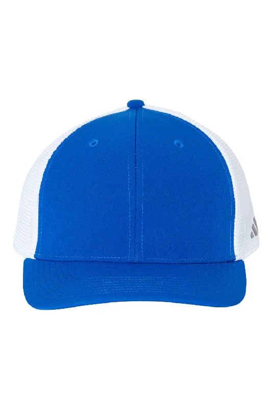 Men's hats for trendy vacation wear-mens hats for upscale gatherings-Adidas Mens Sustainable Moisture Wicking Snapback Trucker Hat - Collegiate Royal Blue