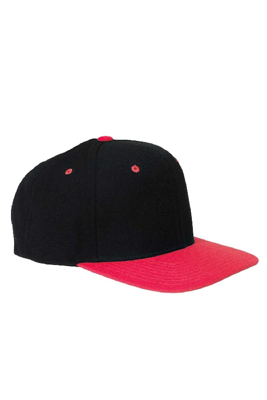 Men's hats for outdoor weekend wear-mens hats with side vents-Yupoong Mens Adjustable Hat - Black/Red