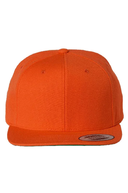 Men's hats for cold weather adventure wear-mens hats practical for everyday wear-Yupoong Mens Premium Flat Bill Snapback Hat - Orange