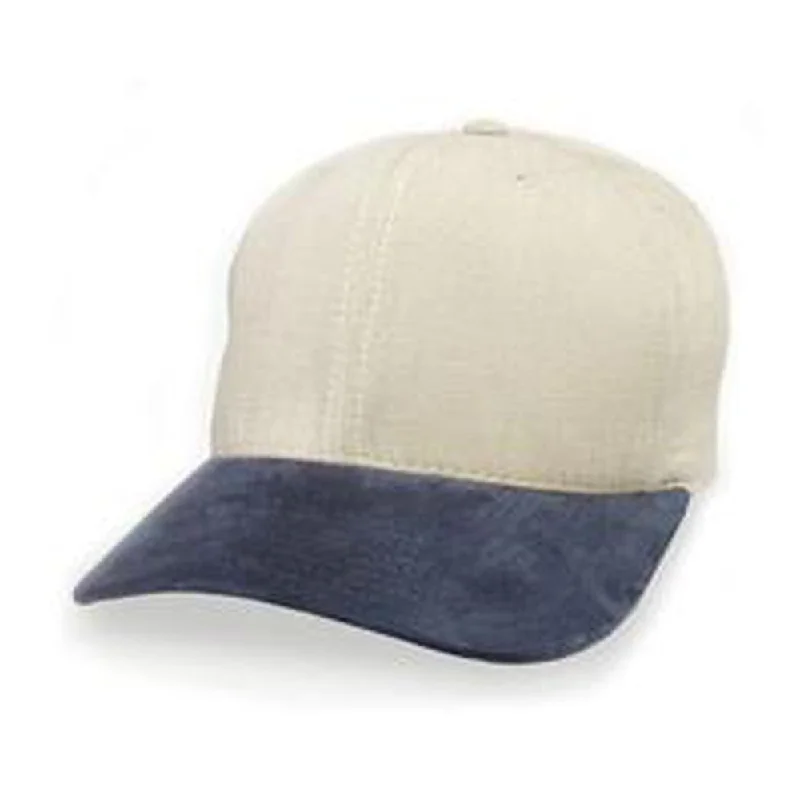 Baseball caps for music festivals-Cream with Blue Suede Visor - Structured Baseball Cap