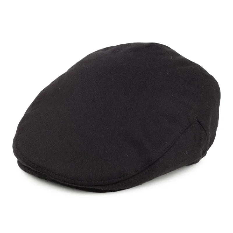 women's wide-brim hats for vacation style-Pure Wool Harlem Flat Cap - Black