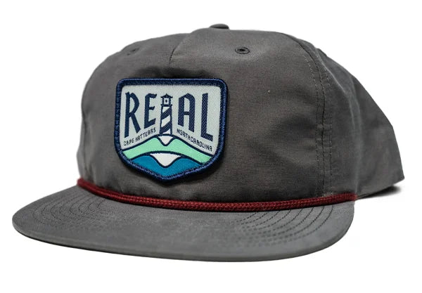 beanies with bright colors-  REAL Lighthouse Badge Hat-Charcoal/Burgundy