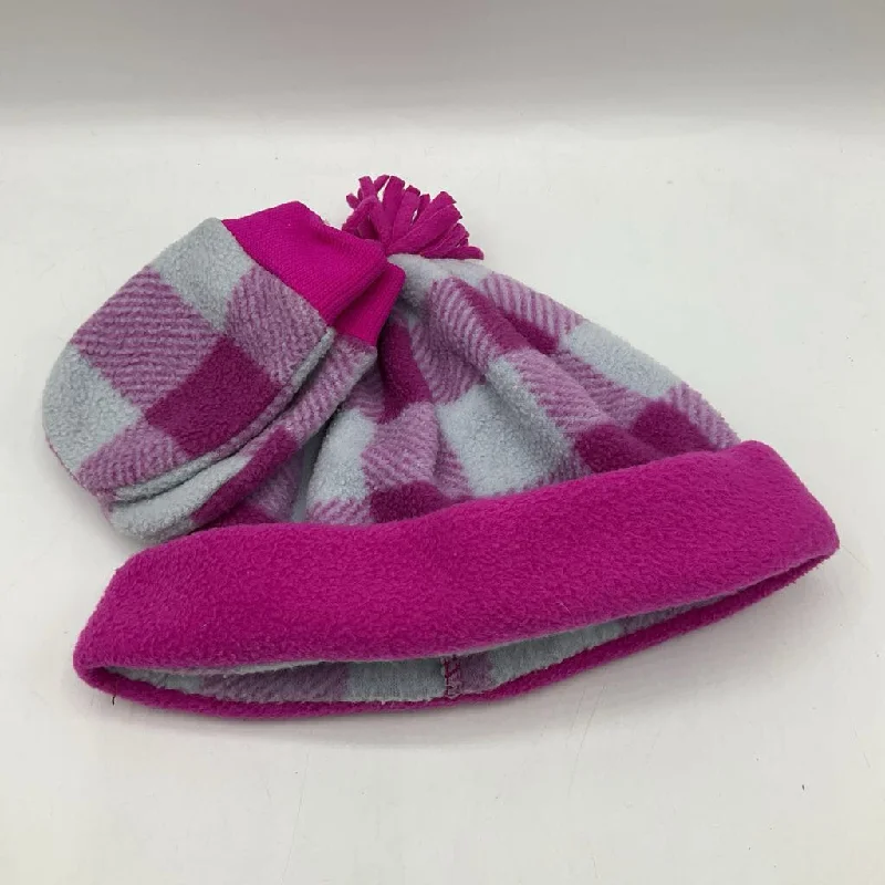 beanies with chic designs-  Size OS: Columbia Pink Checkered Fleece Beanie and Mittens