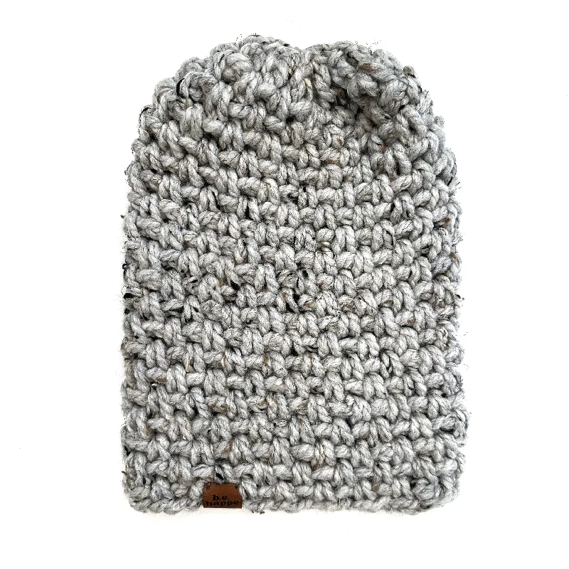 beanies with fleece lining-  Crochet Simple Slouch Hat | Grey Marble