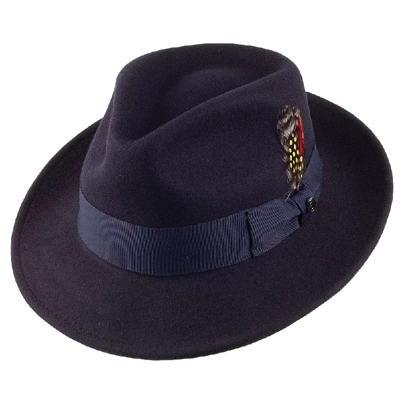 women's vintage-inspired newsboy hats for chic looks-Crushable C-Crown Wool Felt Fedora Hat - Navy Blue