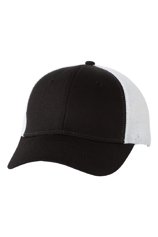 Men's hats for travel during cold-mens hats stylish fit-Valucap Mens Mesh Back Twill Snapback Trucker Hat - Black/White