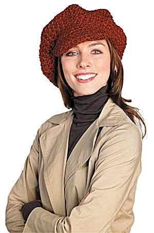 beanies with pompom-  Crochet Newsboy Cap (Crochet)