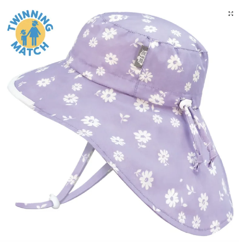 beanies for long snow days-  Size XL (5-12): Jan & Jul Cotton Adventure Hat - Purple Daisy