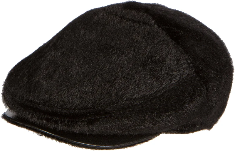 soft beanies-  Sakkas Faux Mink Fur Back Flap Ivy Driving Newsboy Cap Hat Adjustable Snap Front