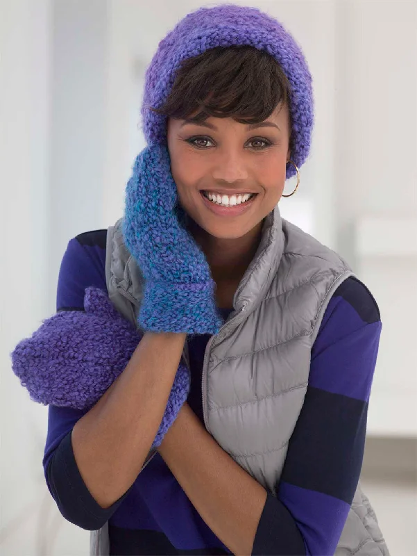 beanies for snow and rain-  True Blue Hat And Mittens Pattern (Knit)