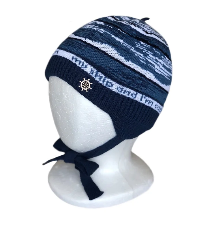 beanies for scenic winter walks-  Knitted winter Hat for Boys with ties